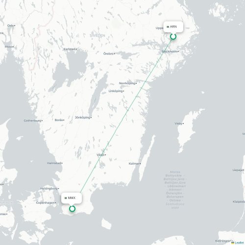 Stockholm - Malmö karta över direktflyg