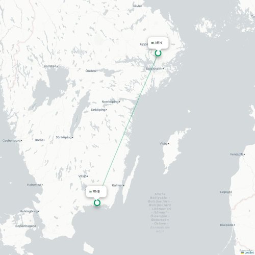 Stockholm - Ronneby karta över direktflyg