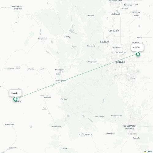 Mapa de vuelo directo Aspen - Denver