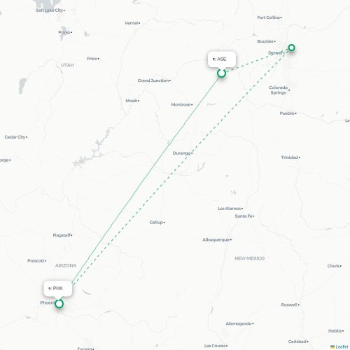 Mapa de vuelo directo Aspen - Phoenix