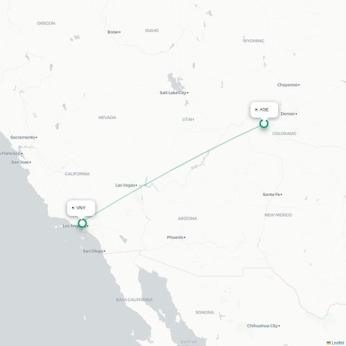 Mapa de vuelo directo Aspen - Los Angeles