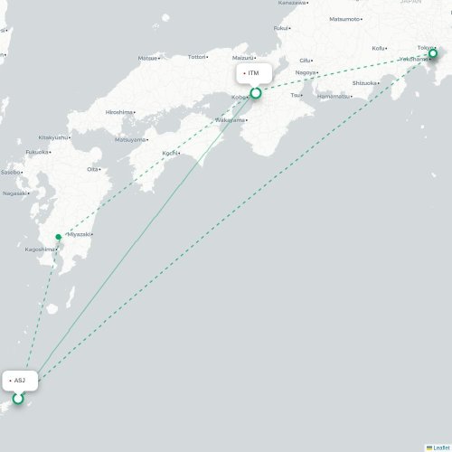 Mapa lotu bezpośredniego Amami – Osaka