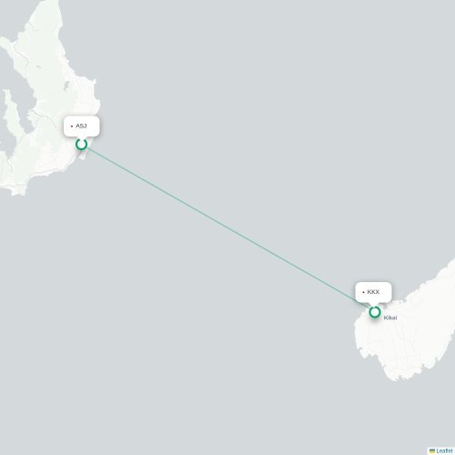 Mapa lotu bezpośredniego Amami – Kikai