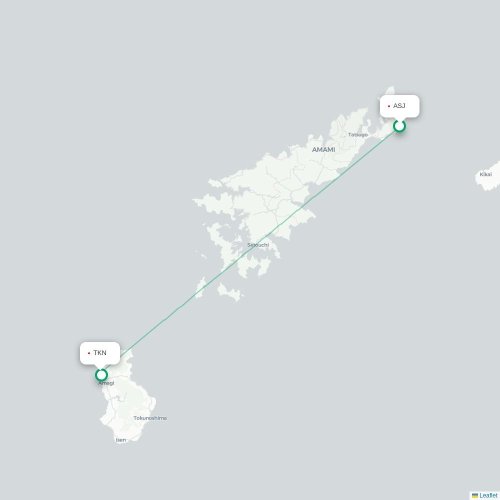 Mapa lotu bezpośredniego Amami – Tokunoshima