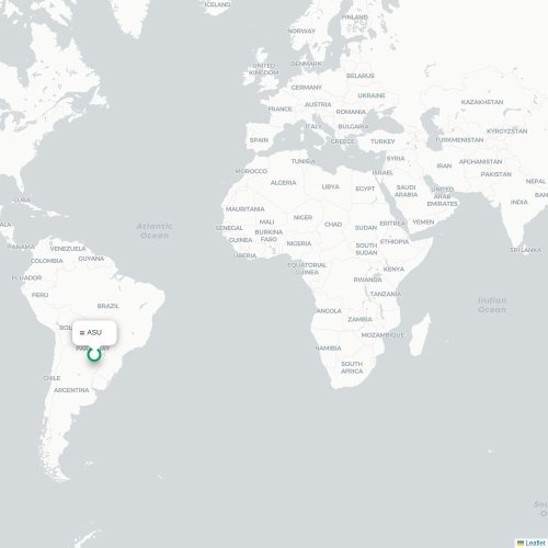 Mapa lotu bezpośredniego Asunción – Buenos Aires