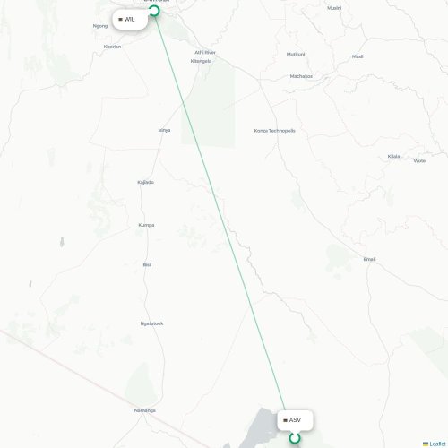 Mapa de vuelo directo Amboseli - Nairobi