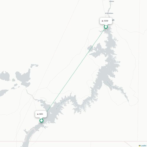 Mapa lotu bezpośredniego Asuan – Abu Simbel