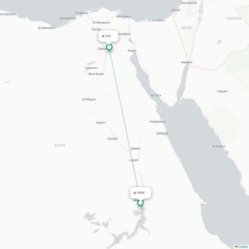 Mapa lotu bezpośredniego Asuan – Kair