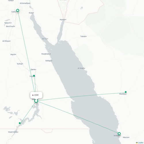 Mapa lotu bezpośredniego Asuan – Aleksandria