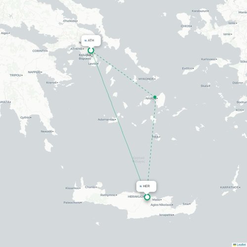 Athènes - Héraklion carte du vol direct