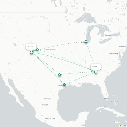 Mapa de vuelo directo Atlanta - Aspen