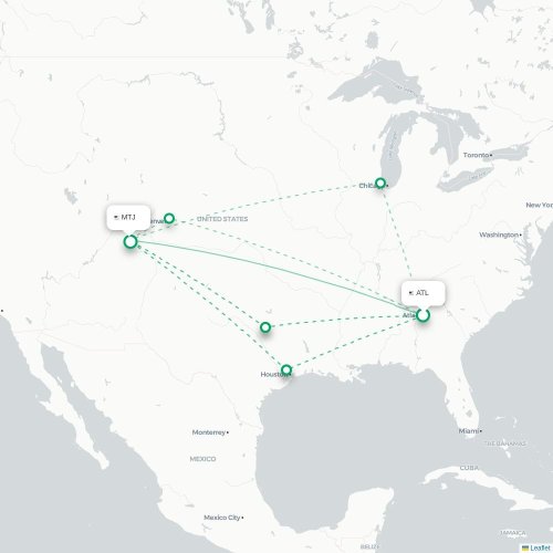 Mapa lotu bezpośredniego Atlanta – Montrose