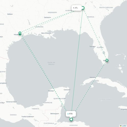 Mapa lotu bezpośredniego Atlanta – Coxen Hole