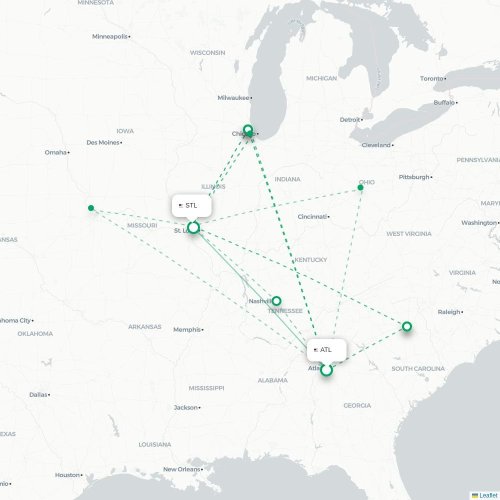 Mapa lotu bezpośredniego Atlanta – Saint Louis