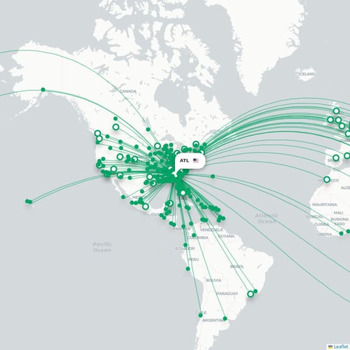 ATL routes and destination map