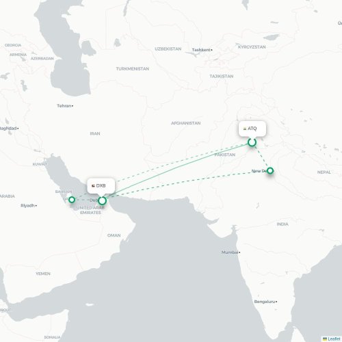 Mapa lotu bezpośredniego Amritsar – Dubaj