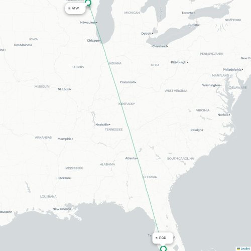 Mapa de vuelo directo Appleton - Punta Gorda