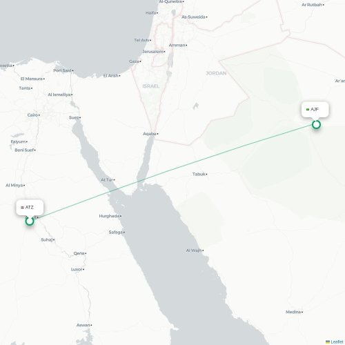 Mapa de vuelo directo Asiut - Jouf