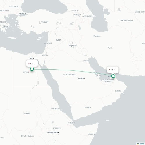 Mapa de vuelo directo Asiut - Sharjah