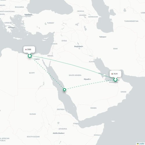 Mapa lotu bezpośredniego Abu Zabi – El Dabaa