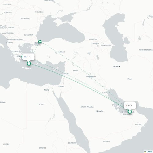 Mapa de vuelo directo Abu Dabi - Fira
