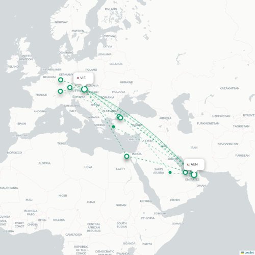 Abu Dhabi - Vienne carte du vol direct