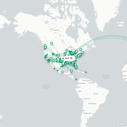 AUS routes and destination map