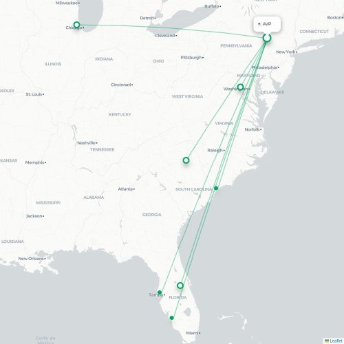 Mapa lotu bezpośredniego Scranton – Orlando