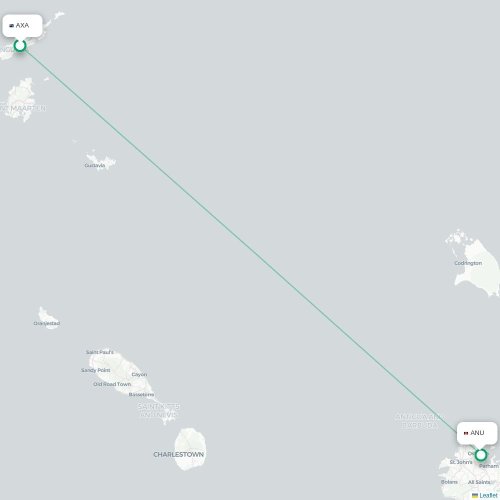 Mapa de vuelo directo The Valley - Saint John's