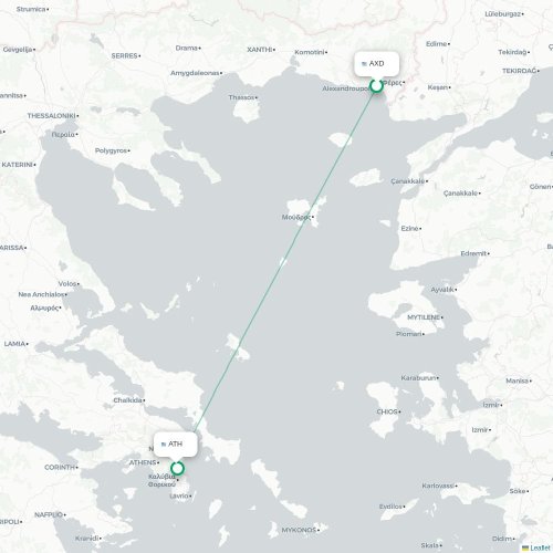 Alexandroupolis - Athènes carte du vol direct