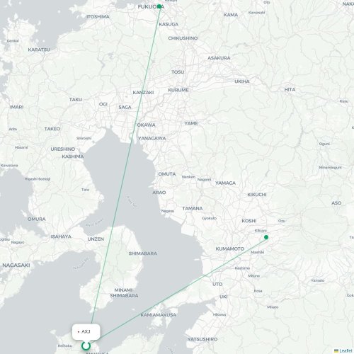 Mapa lotu bezpośredniego Amakusa – Kumamoto