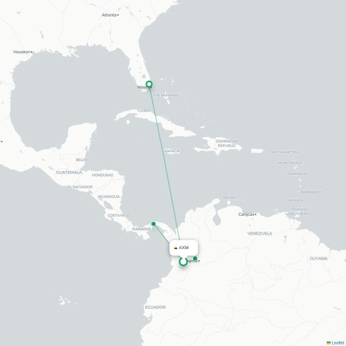 AXM routes and destination map