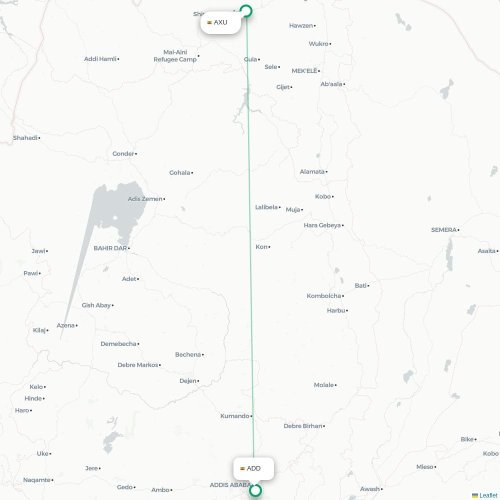 Route map Axum  AXU airport