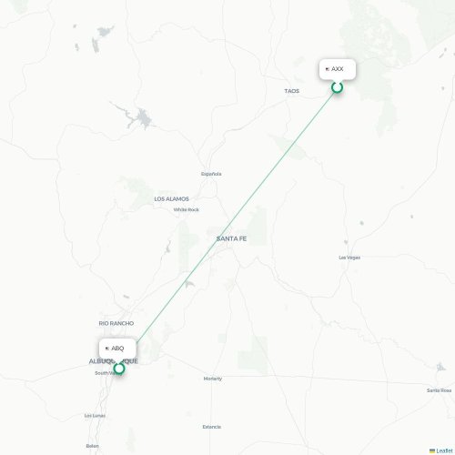 Mapa lotu bezpośredniego Angel Fire – Albuquerque