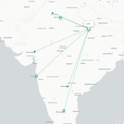 Mapa de vuelo directo Faizābād - Hissar