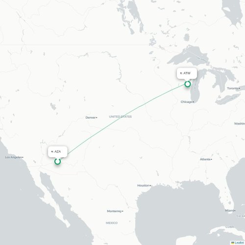 Mapa de vuelo directo Phoenix - Appleton