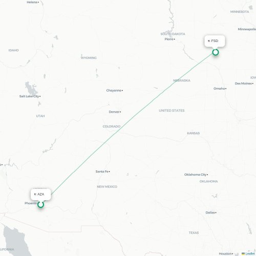 Mapa de vuelo directo Phoenix - Sioux Falls