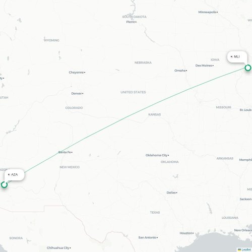 Mapa lotu bezpośredniego Phoenix – Moline