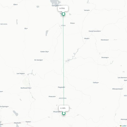 Mapa de vuelo directo Phoenix - Provo