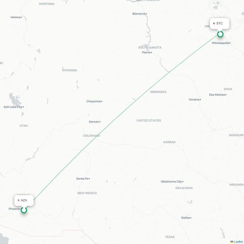 Mesa - Saint Cloud karta över direktflyg