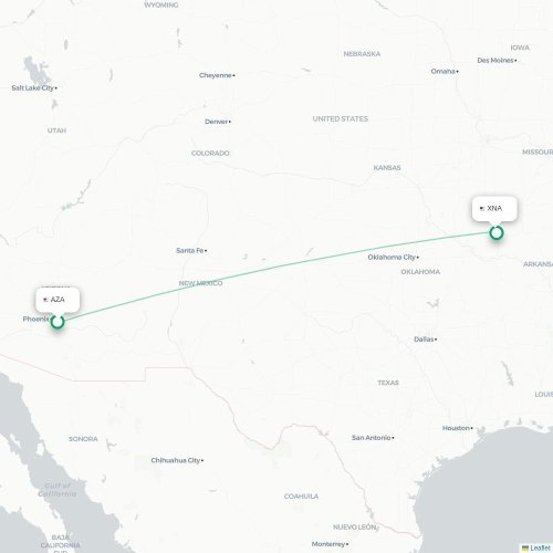 Mapa de vuelo directo Phoenix - Fayetteville