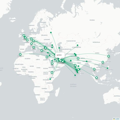 Mapa de vuelo directo Manama - Basora