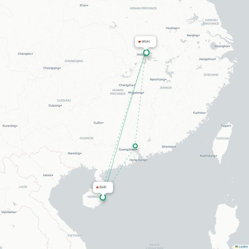 Mapa lotu bezpośredniego Qionghai – Wuhan