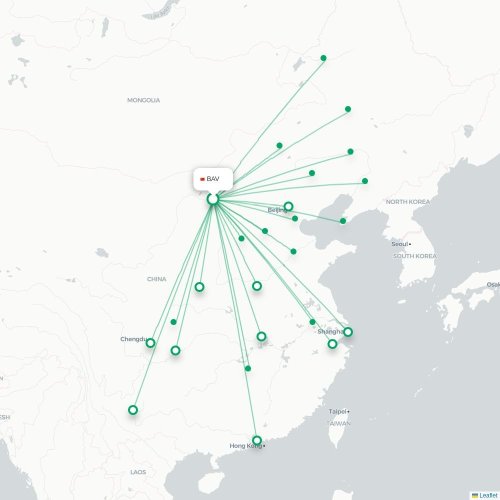 Mapa de vuelo directo Baotou - Shijiazhuang
