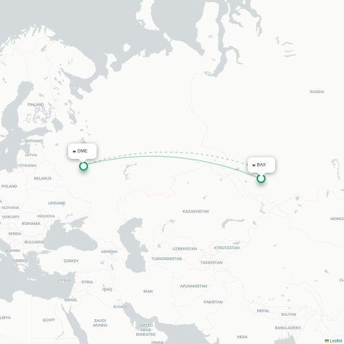 Mapa de vuelo directo Barnaúl - Moscú