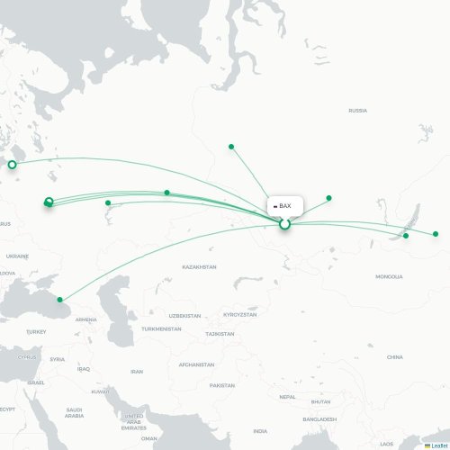 Mapa de vuelo directo Barnaúl - Ulán-Udé