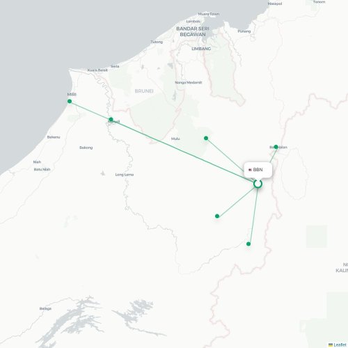 Mapa lotu bezpośredniego Bario – Long Banga