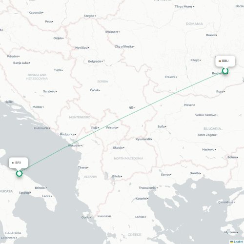 Mapa lotu bezpośredniego Bukareszt – Bari