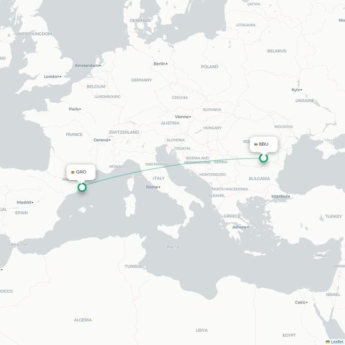 Mapa de vuelo directo Bucarest - Gerona