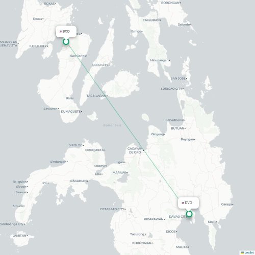Mapa lotu bezpośredniego Bacolod – Davao